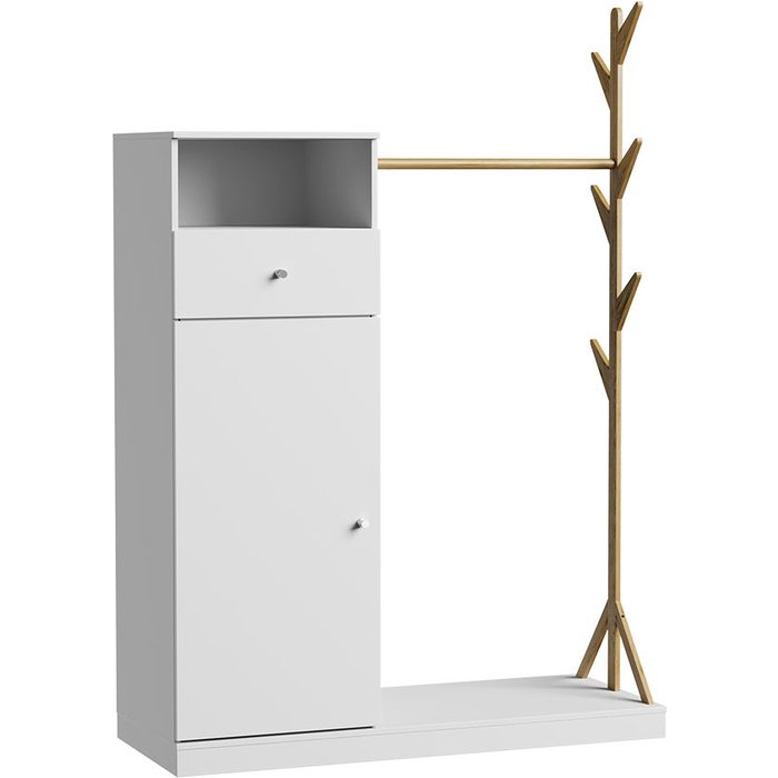 Vicco armario liria, blanco/bambú, 100 x 145 cm con cajón