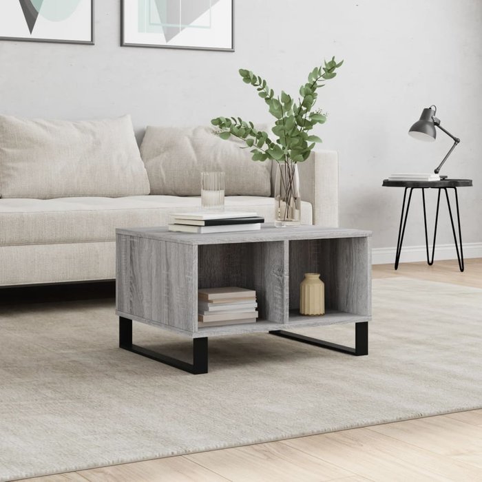 Mesa de centro sonoma gris 60x50x36,5 cm madera contrachapada