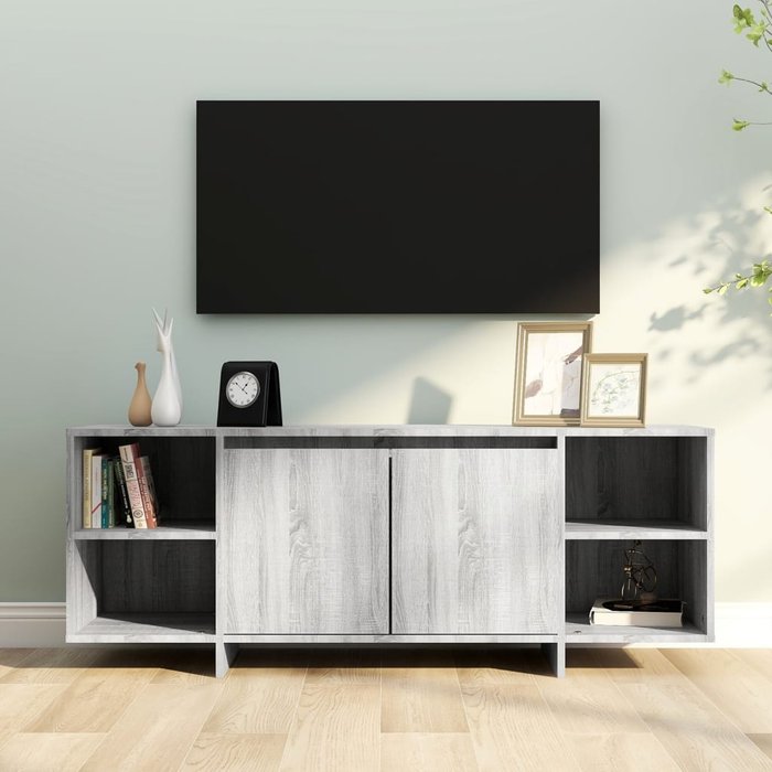 Mueble de tv madera de ingeniería gris sonoma 130x35x50 cm - comfortxl