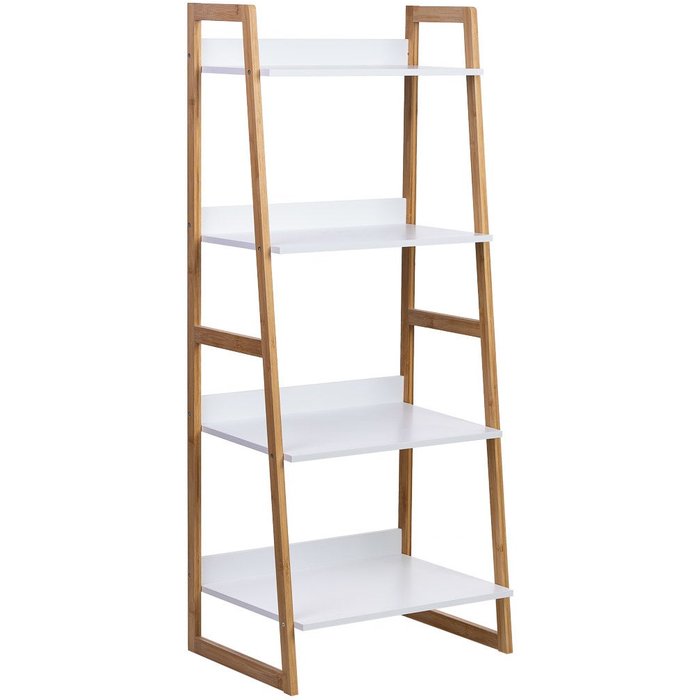 Estantería de madera 4 baldas blanca 50x36x120h cm