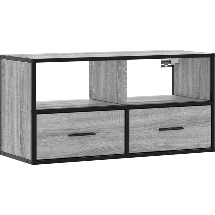 Mueble tv madera ingeniería y metal roble ahumado 80x31x39,5 cm - comfortxl