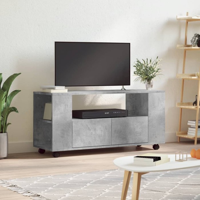 Mueble de tv madera de ingeniería gris hormigón 102x34,5x43 cm - comfortxl