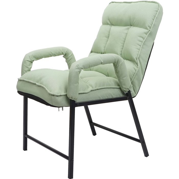 Sillón reclinable tapizado en metal y tela verde menta 04_0006339