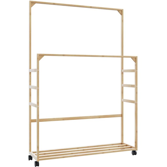 Perchero con baldas y ruedas 90x35x155 cm bambú