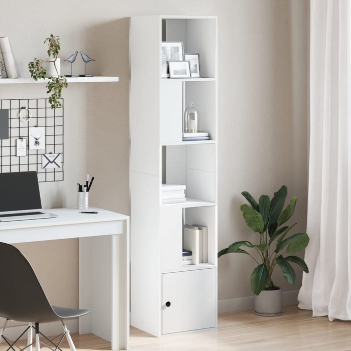 Librería blanca, 40x36x189 cm, madera de ingeniería. - pangivo