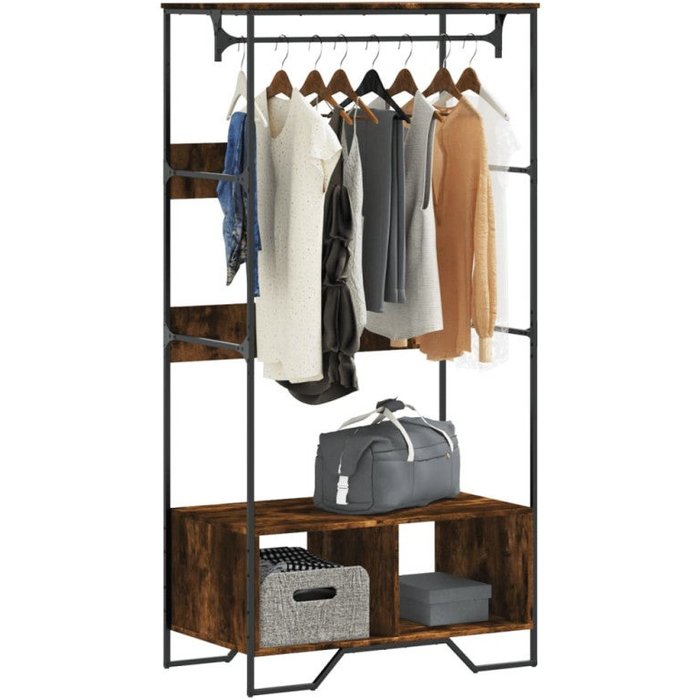 Vidaxl armario de madera de ingeniería roble ahumado 90x50x180 cm