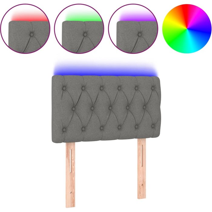 Cabecero cama - mueble cabecero con led de tela gris oscuro 80x7x78/88 cm