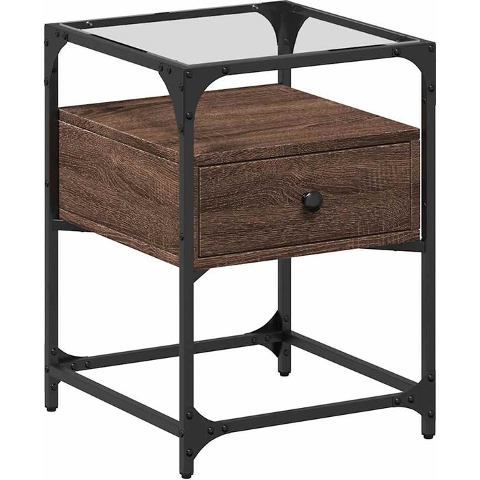 Mesita de noche madera de ingeniería marrón roble 40x40x55 cm - comfortxl