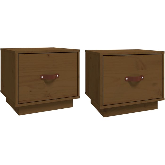 Mesitas de noche 2uds marrón miel 40x34x35cm madera maciza de pino