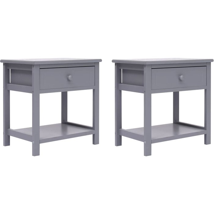 Mesitas de noche 2 unidades madera de paulownia gris 40x29x42cm