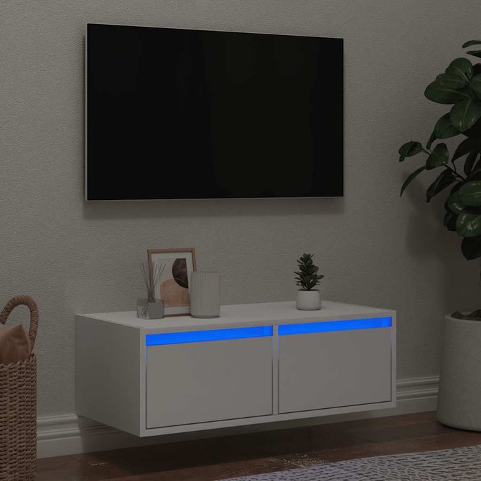 Maison exclusive - mueble de tv con luces led blanco 75x35,5x25 cm