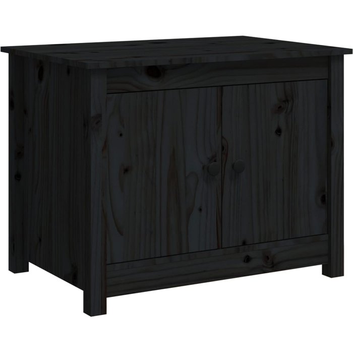 Mesa de centro de pino macizo negro 71x49x55 cm - comfortxl