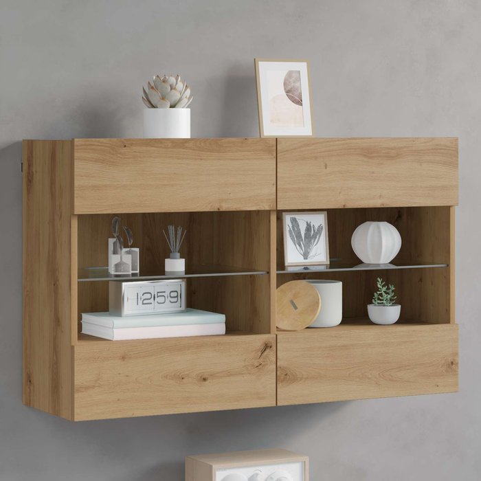 Mueble de tv de pared, roble artesanal, 98,5 x 30 x 60,5 cm