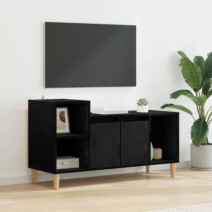 Gabinete de tv roble negro 100 x 35 x 55 cm