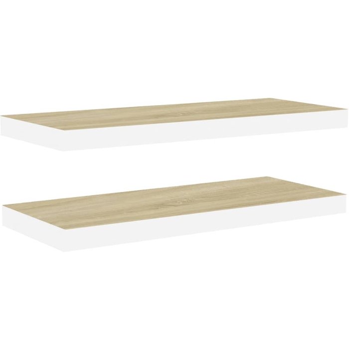 Estante flotante de pared mdf roble y blanco 80x23,5x3,8 cm