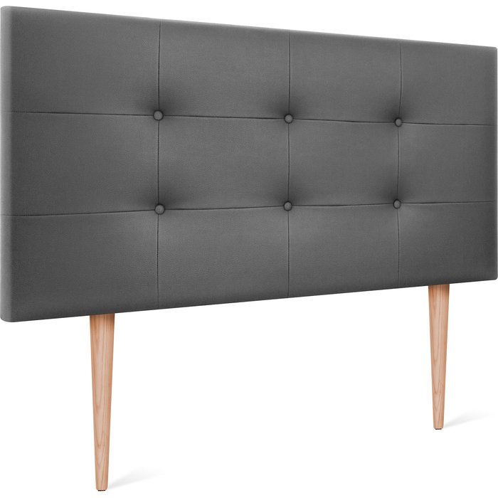 Dhome cabecero de polipiel capitoné 110x115cm con patas camas 105 - gris