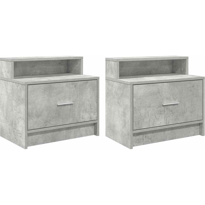 Mesillas de noche con cajón 2 uds gris hormigón 51x31x47 cm - comfortxl