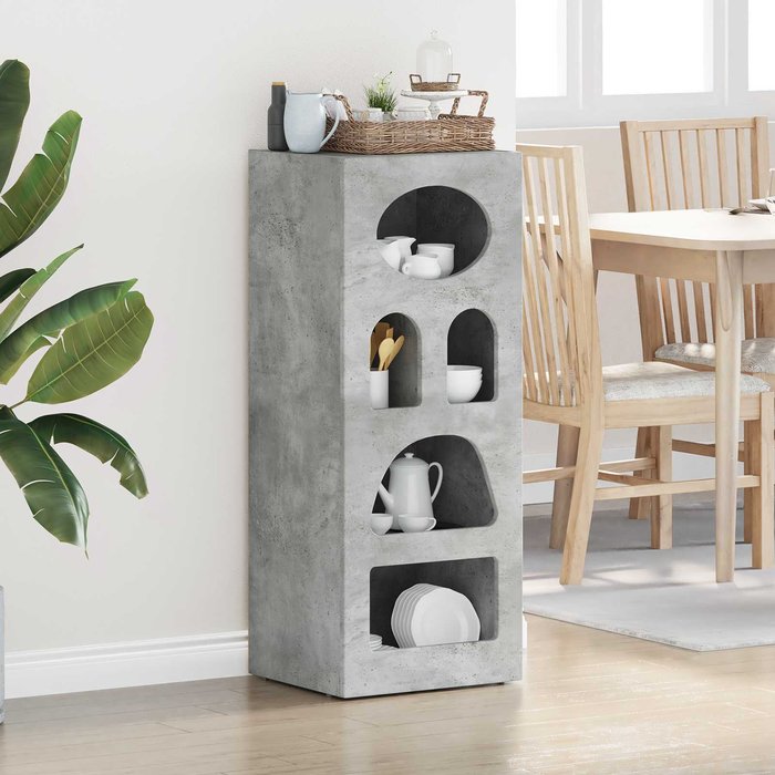 Aparador gris hormigón de 40 x 35 x 100,5 cm, madera de ingeniería.