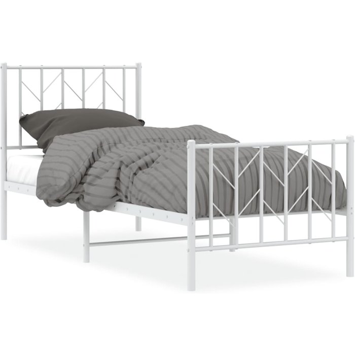 Estructura cama sin colchón con estribo metal blanco 75x190 cm — comfortxl