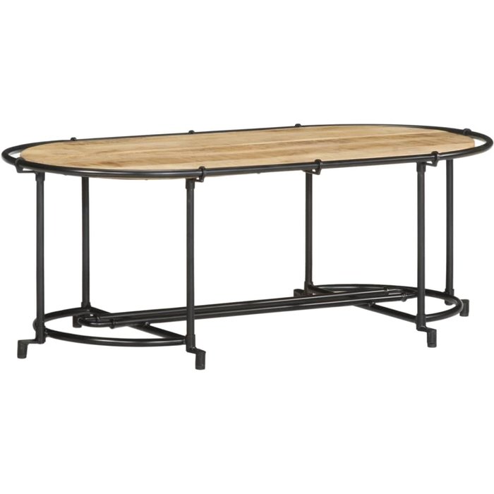 Mesa de centro de 110x55x40 cm, madera maciza de mango natural.