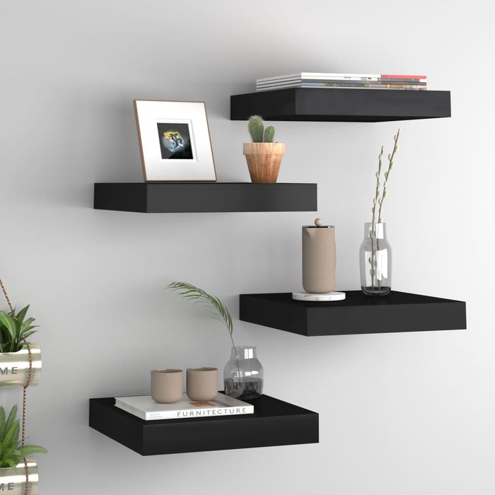 Maison exclusive - estantes flotantes de pared 4 uds mdf negro 23x23,5x3,8 cm