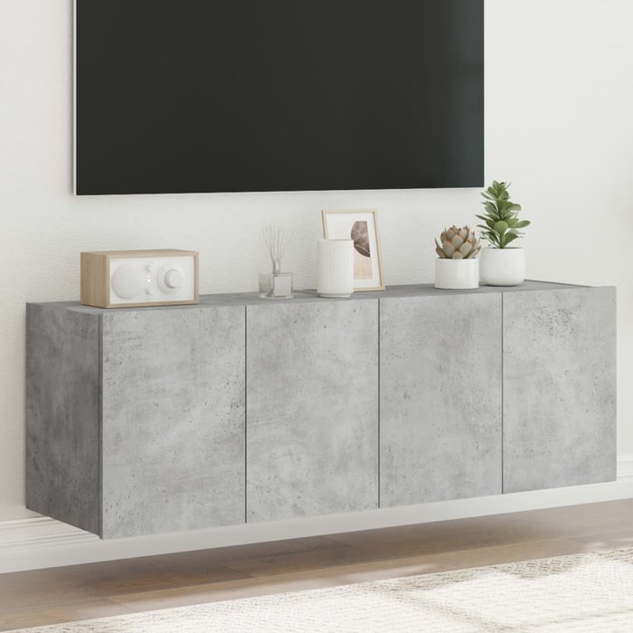 Muebles tv de pared y luces led 2uds gris hormigón 60x35x41 cm