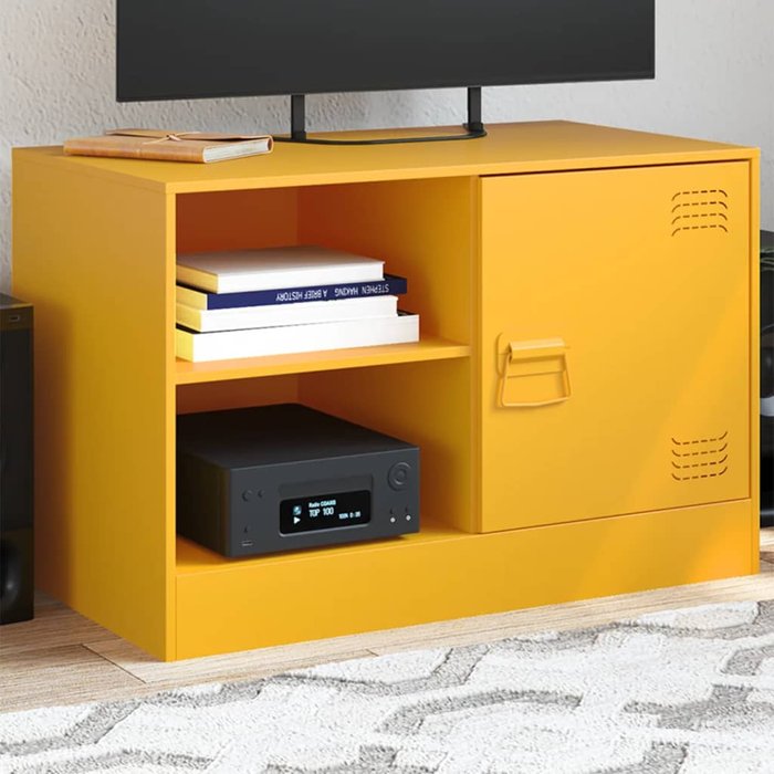 Mueble tv amarillo mostaza 67x39x44 cm acero