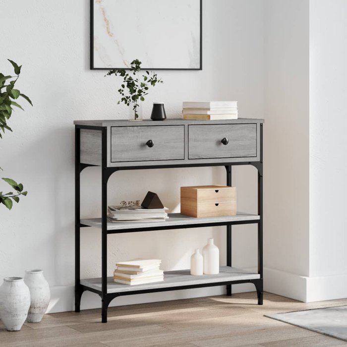 Mesa consola madera de ingeniería gris sonoma 72,5x25x75 cm