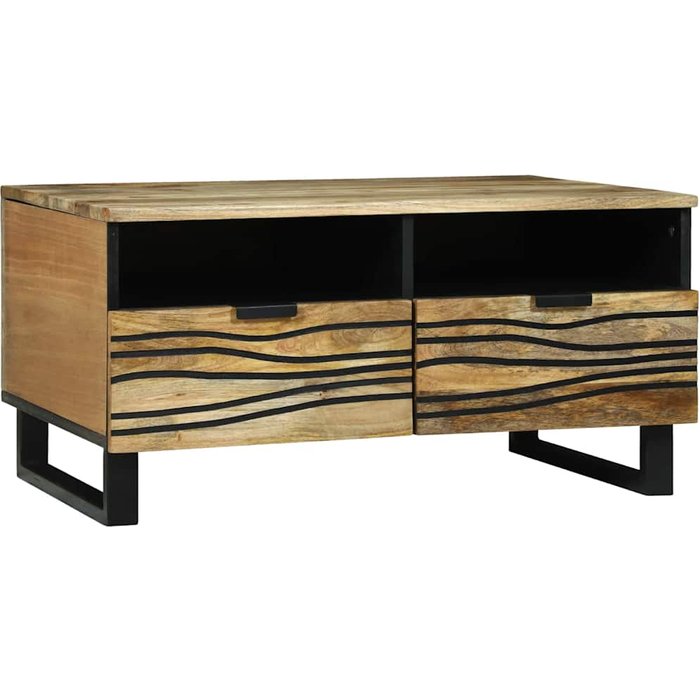 Mesa de café con cajón marrón y negro 80 x 54 x 40 cm