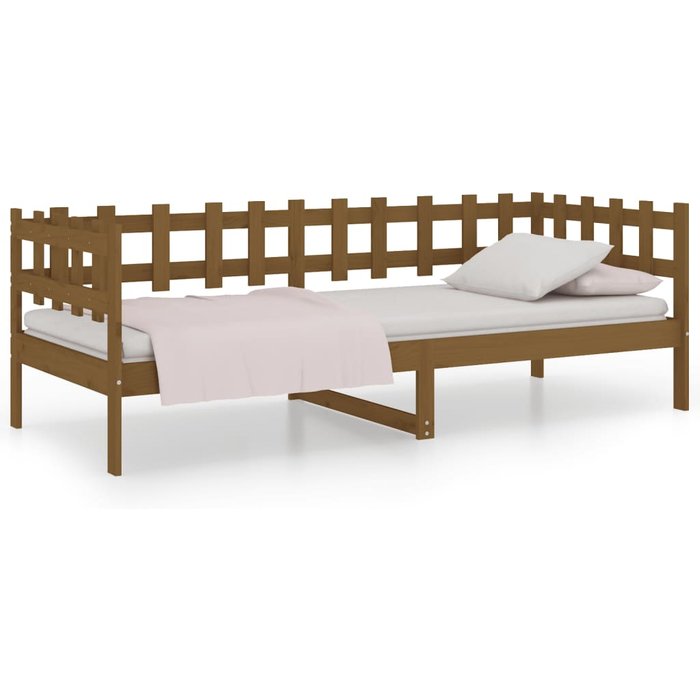 Sofá cama sin colchón madera maciza pino marrón miel 80x200 cm — comfortxl