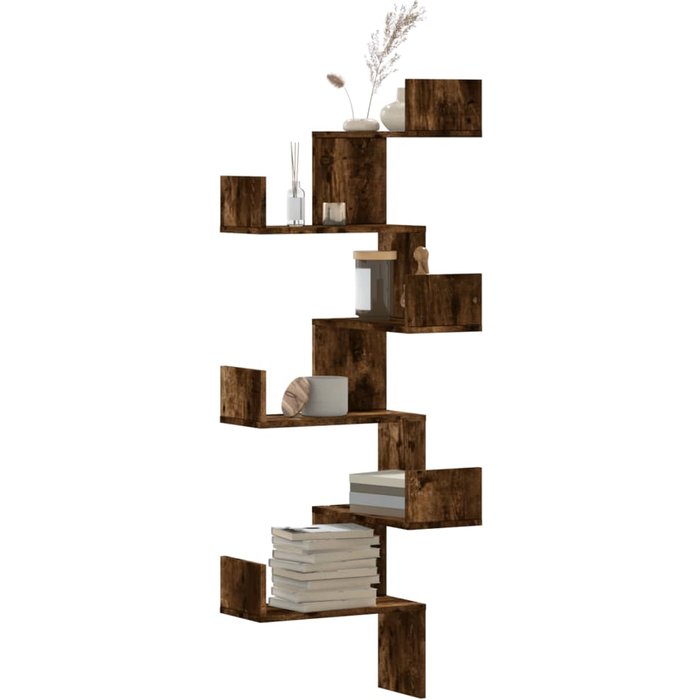 Maison exclusive - estantería pared de esquina madera roble ahumado 45x45x147 cm
