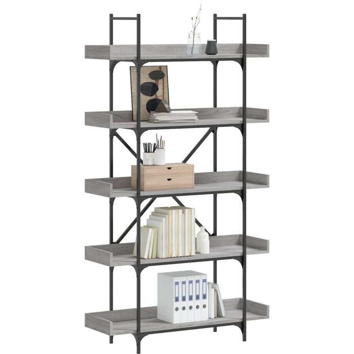 Vidaxl librería 5 estantes madera gris sonoma 100x33x180,5 cm