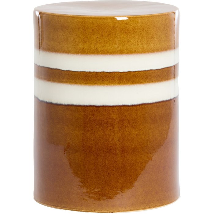 Light & living mooca mesa auxiliar cerámica cognac-blanco – ø33x44 cm