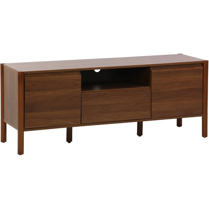 Mueble tv con 2 puertas y 1 cajón, 140cm nogal - 140x42x55 cm