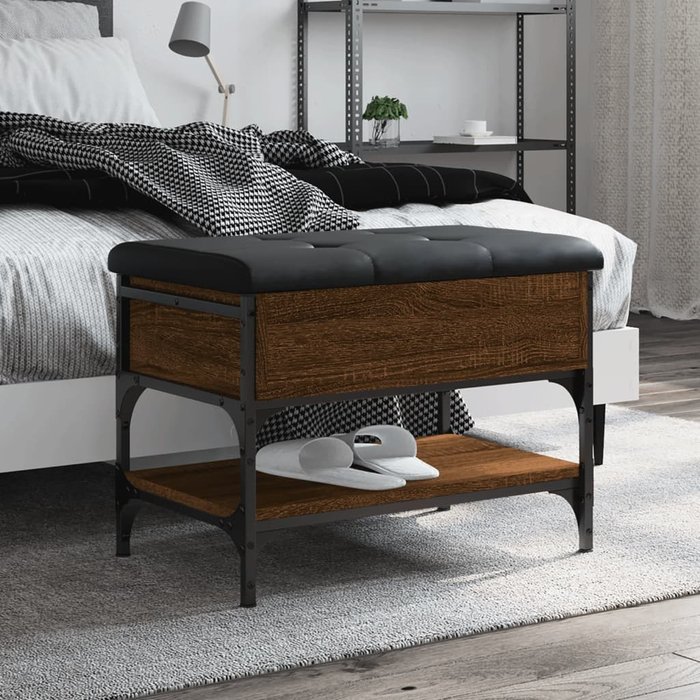 Banco zapatero madera de ingeniería marrón roble 62x42x45 cm - comfortxl