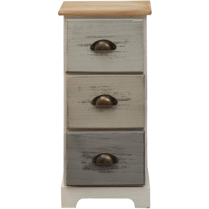 Mesita de noche rebecca mobili 3 cajones madera blanco romantico 62x29x25