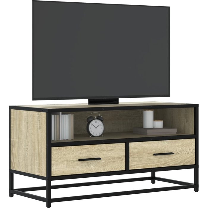 Mueble tv metal y madera ingeniería roble sonoma 80x34,5x40 cm vidaxl