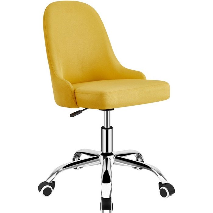 Sillón giratorio en lino, color amarillo.