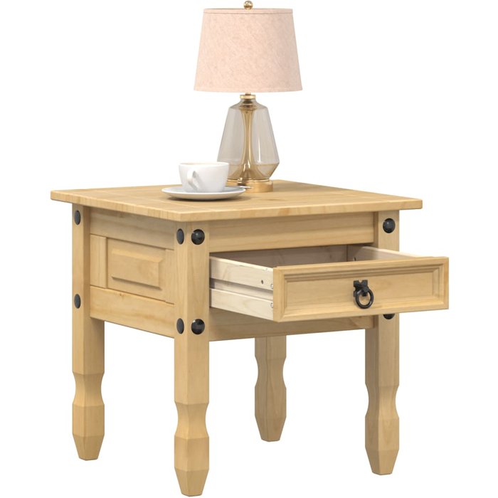 Mesa auxiliar corona madera maciza de pino 50x50x50 cm