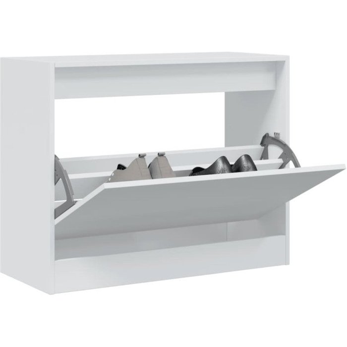 Vidaxl zapatero de madera de ingeniería blanco 80x34x63 cm