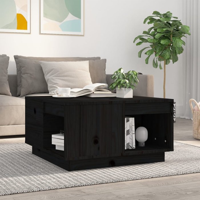 Maison exclusive - mesa de centro de madera maciza de pino negro 60x61x32,5 cm