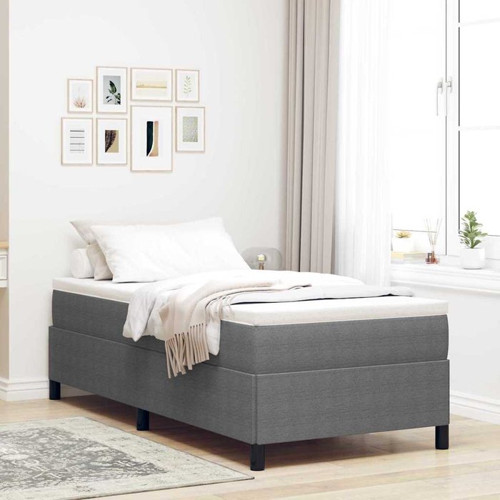 Cama tipo box spring gris claro 80 x 200 cm tela de pana vidaxl
