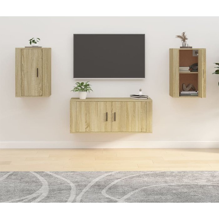 Maison exclusive - muebles para tv de pared 2 uds roble sonoma 40x34,5x60 cm