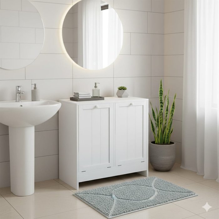 Mueble ropa sucia essenza 2 cestos blanco 66x33x68 cm mdf