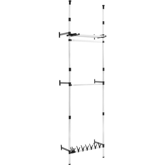 Sistema de armario telescópico con barras y estante aluminio - comfortxl