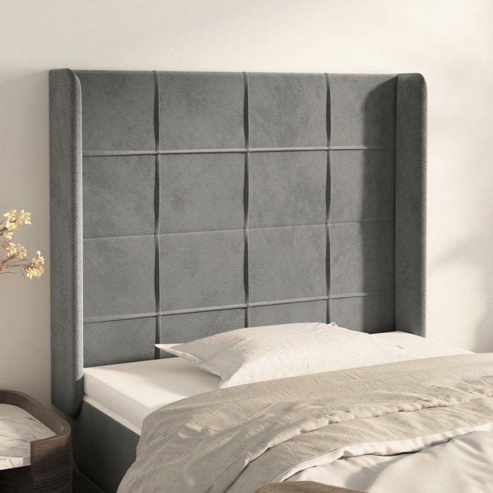 Maison exclusive - cabecero con orejas de terciopelo gris claro 83x16x118/128 cm