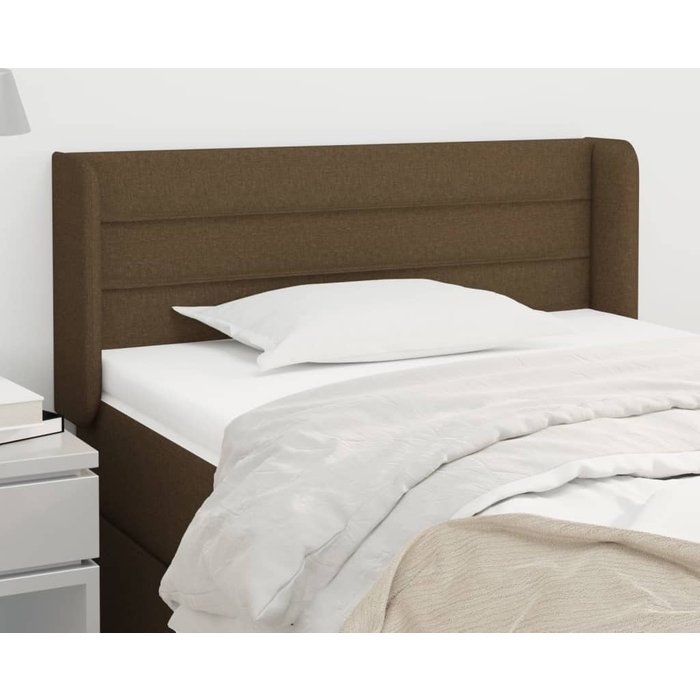 Cabecero con orejas tela marrón oscuro 103x16x78/88 cm