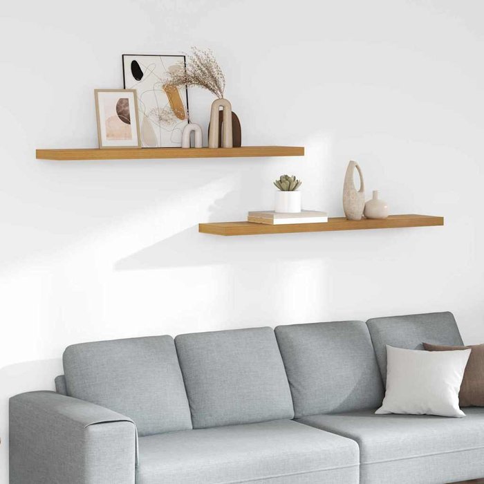 Estante de pared 2 piezas beige 120 x 23,5 x 4 cm madera de ingeniería