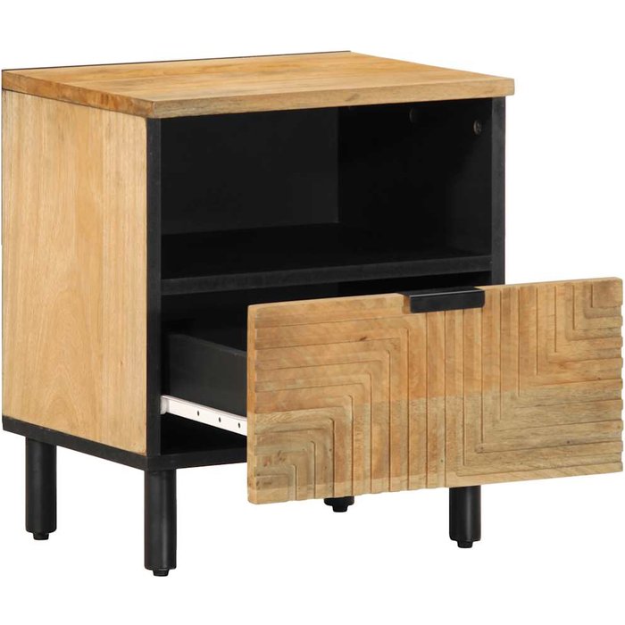 Mesilla de noche marrón 40x33x46 cm madera maciza mango - comfortxl
