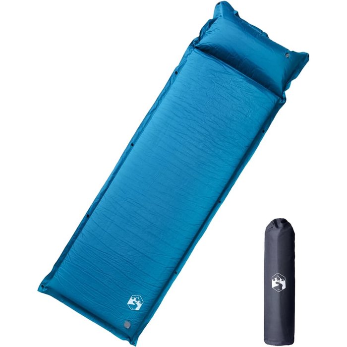 Colchón de camping autoinflable con almohada para 1 persona, turquesa